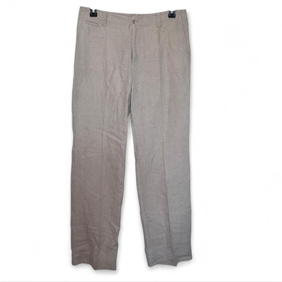 Eddie Bauer Linen Pants | Size 12 Tall | Tan Straight Leg Lightweight - Picture 1 of 8